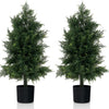 Lucktree 31.5'' Artificial Cedar Topiary Trees for Outdoors, Potted Fake Cypress Trees with Cement Plastic Pot