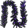 9FT Black Halloween Garland with Lights - LucktreeUS