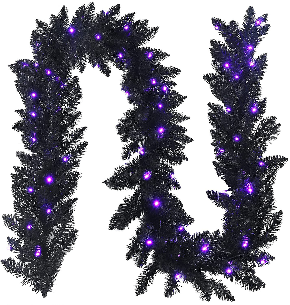 9FT Black Halloween Garland with Lights - LucktreeUS