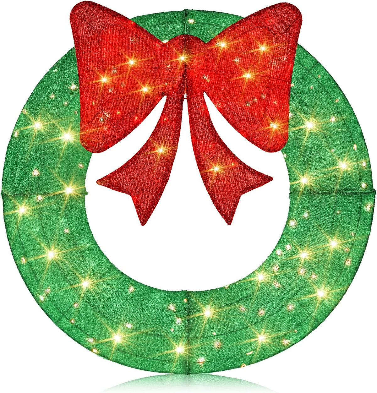 Lucktree 48 Inch Pre-Lit Christmas Wreath, Indoor/Outdoor Xmas Decoration with 200 LED Lights