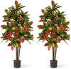 Lucktree 5 FT Tall Artificial Croton Palm Tree in Pot with Gradient Leaves