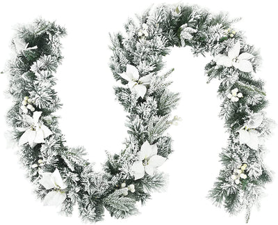 9ft Snow Flocked Christmas Garland with 50 LED Light - LucktreeUS