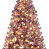Lucktree 6FT / 7.5FT Pre-Lit Tinsel Christmas Tree with Warm White LED Lights