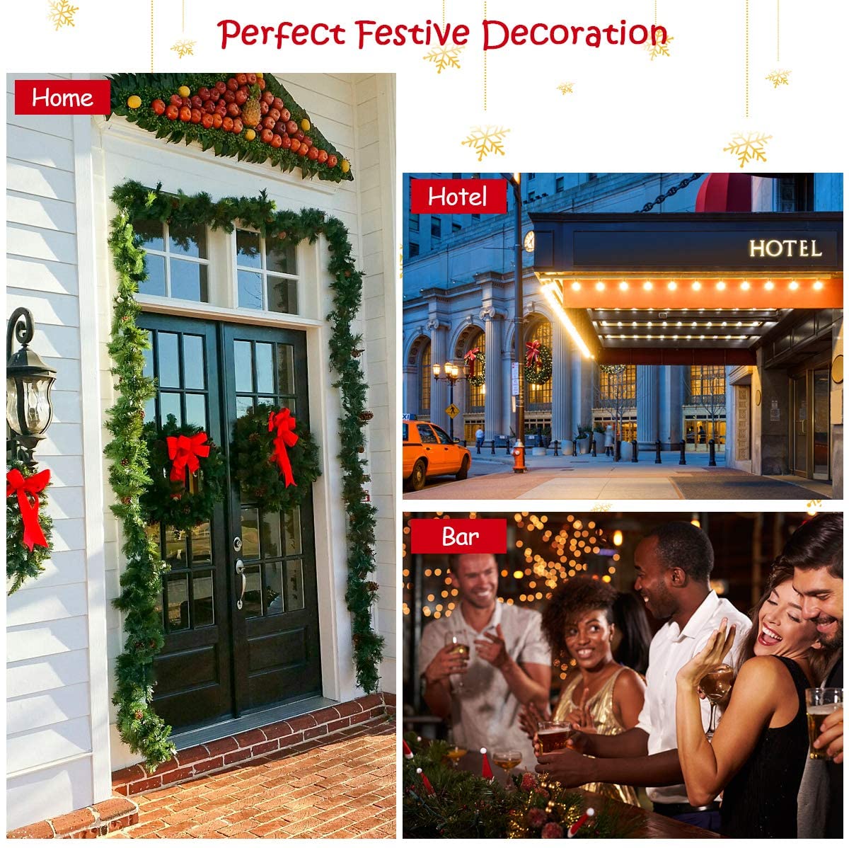 9FT Pre-lit Christmas Garland with 100 LED Lights - LucktreeUS