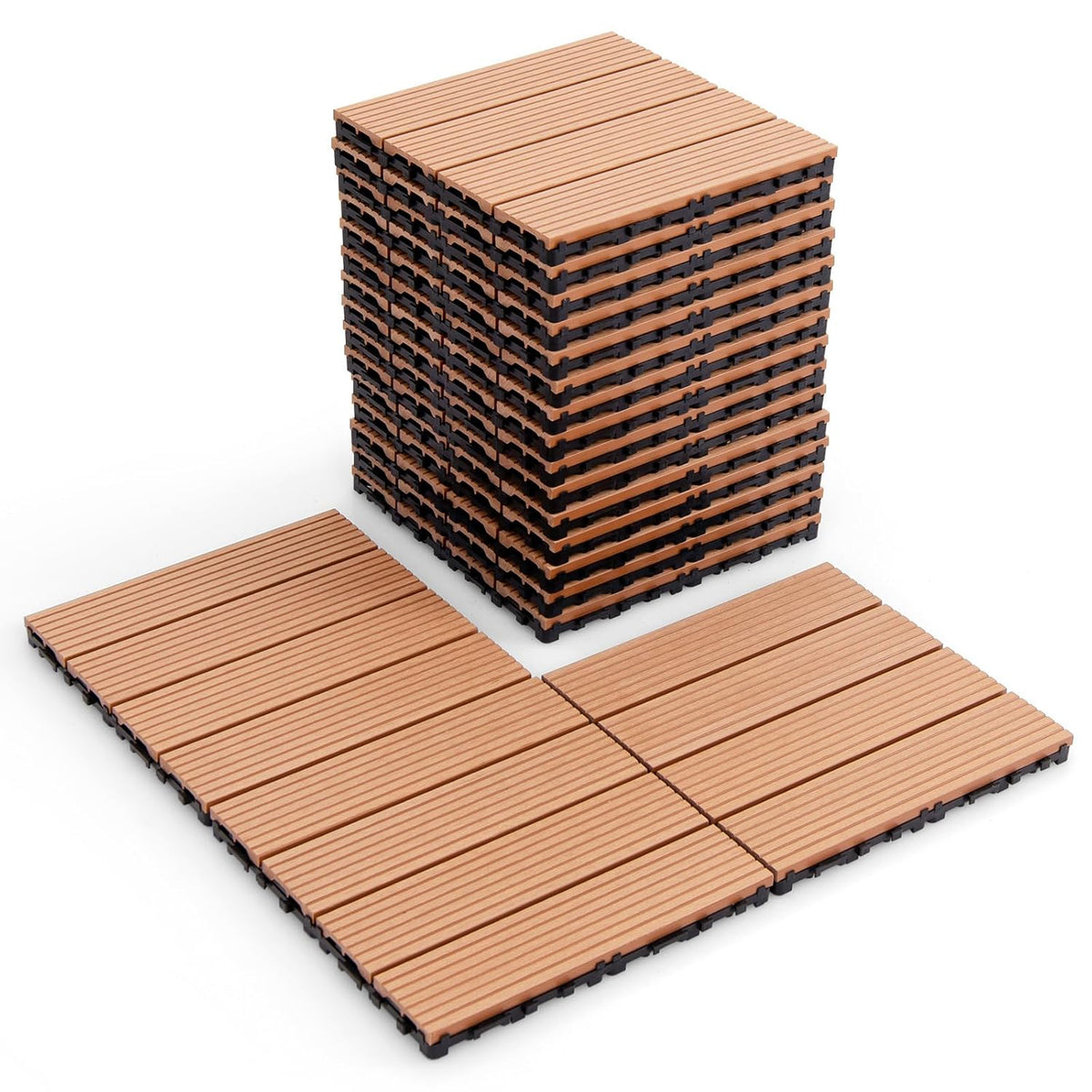 Lucktree Interlocking Deck Tiles 18/36 Pack - 12 x 12 in Composite Outdoor Flooring Covering All Weather Use
