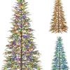 Lucktree 6.5FT / 7.5FT Pre-Lit Hinged Sparse Xmas Fir Tree with Multicolored LED Lights