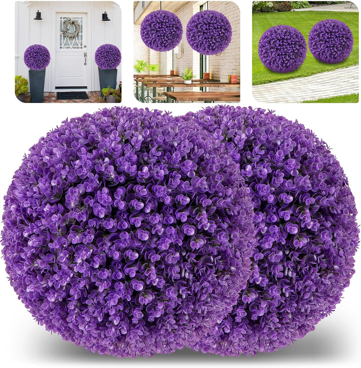 Lucktree 17.5 Inch Topiary Balls Artificial Outdoor Set of 2, Faux Pink Eucalyptus Decorative Balls