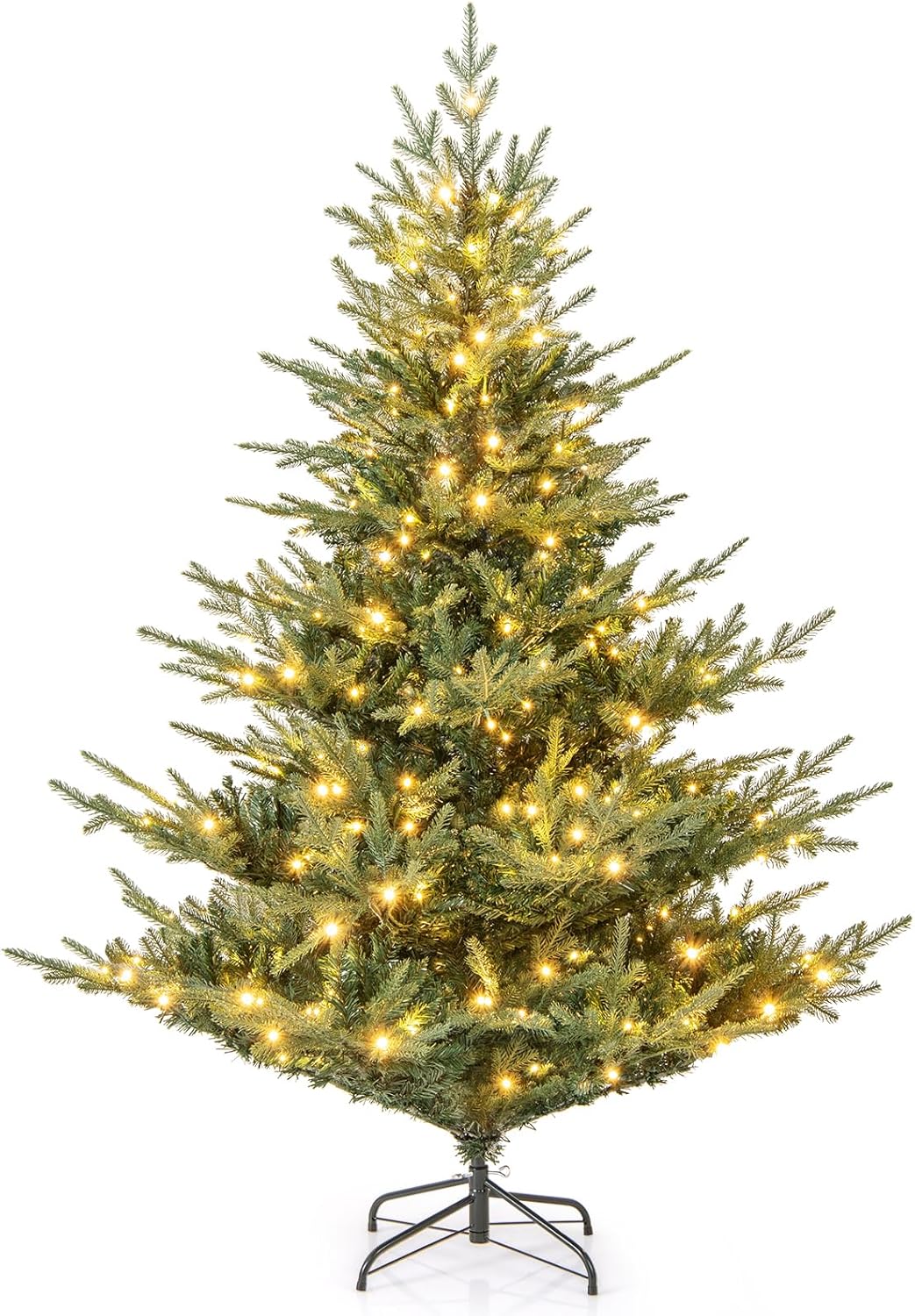 Lucktree 6FT / 7FT Pre-Lit Artificial Christmas Tree with PVC & PE Mixed Branch Tips