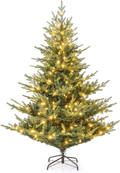 Lucktree 6FT / 7FT Pre-Lit Artificial Christmas Tree with PVC & PE Mixed Branch Tips