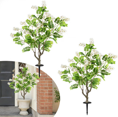 Lucktree 39” 2 Pack Artificial Locust Flower Trees with Ground Spikes | Sophora Japonica Blossoms