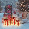 Lighted Gift Boxes Christmas Decoration, Set of 3 White Present Ornament Boxes with 60 LED Lights - LucktreeUS