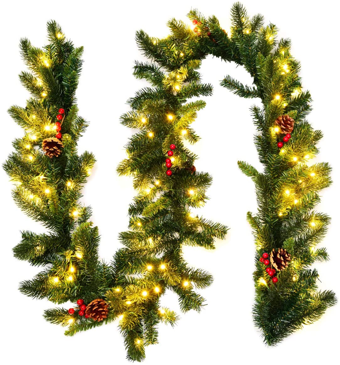 9FT Pre-lit Christmas Garland with 100 LED Lights - LucktreeUS