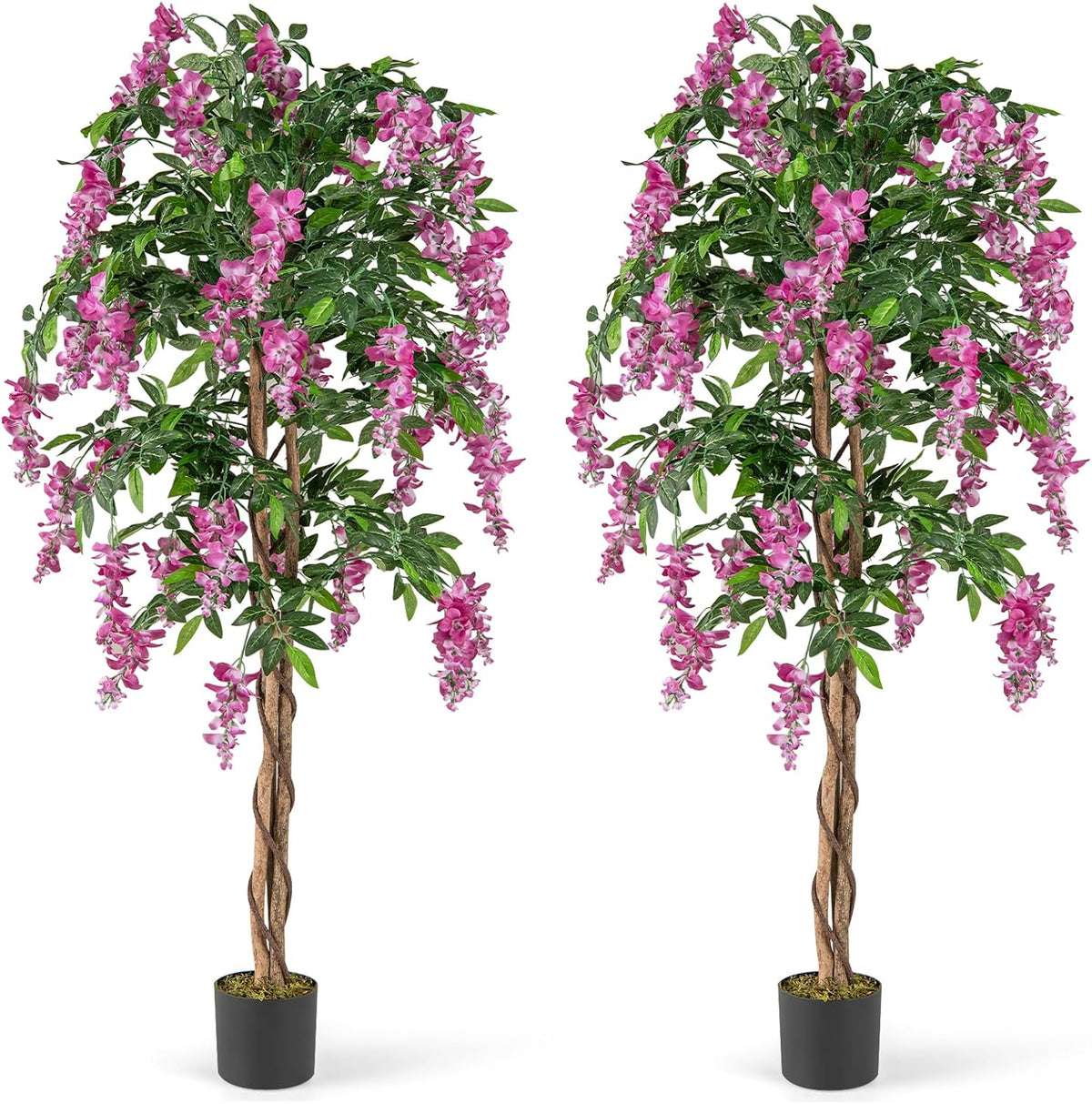 Lucktree 5.5FT Faux Wisteria Tree in Nursery Pot with Blooming Flowers