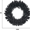 24' Black Halloween Wreath, Pre-lit Artificial Christmas Wreath - LucktreeUS