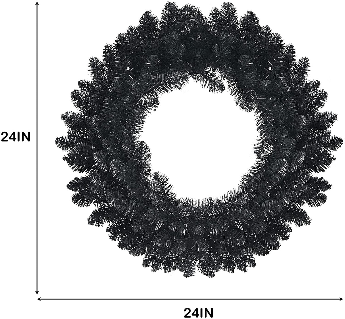 24' Black Halloween Wreath, Pre-lit Artificial Christmas Wreath - LucktreeUS