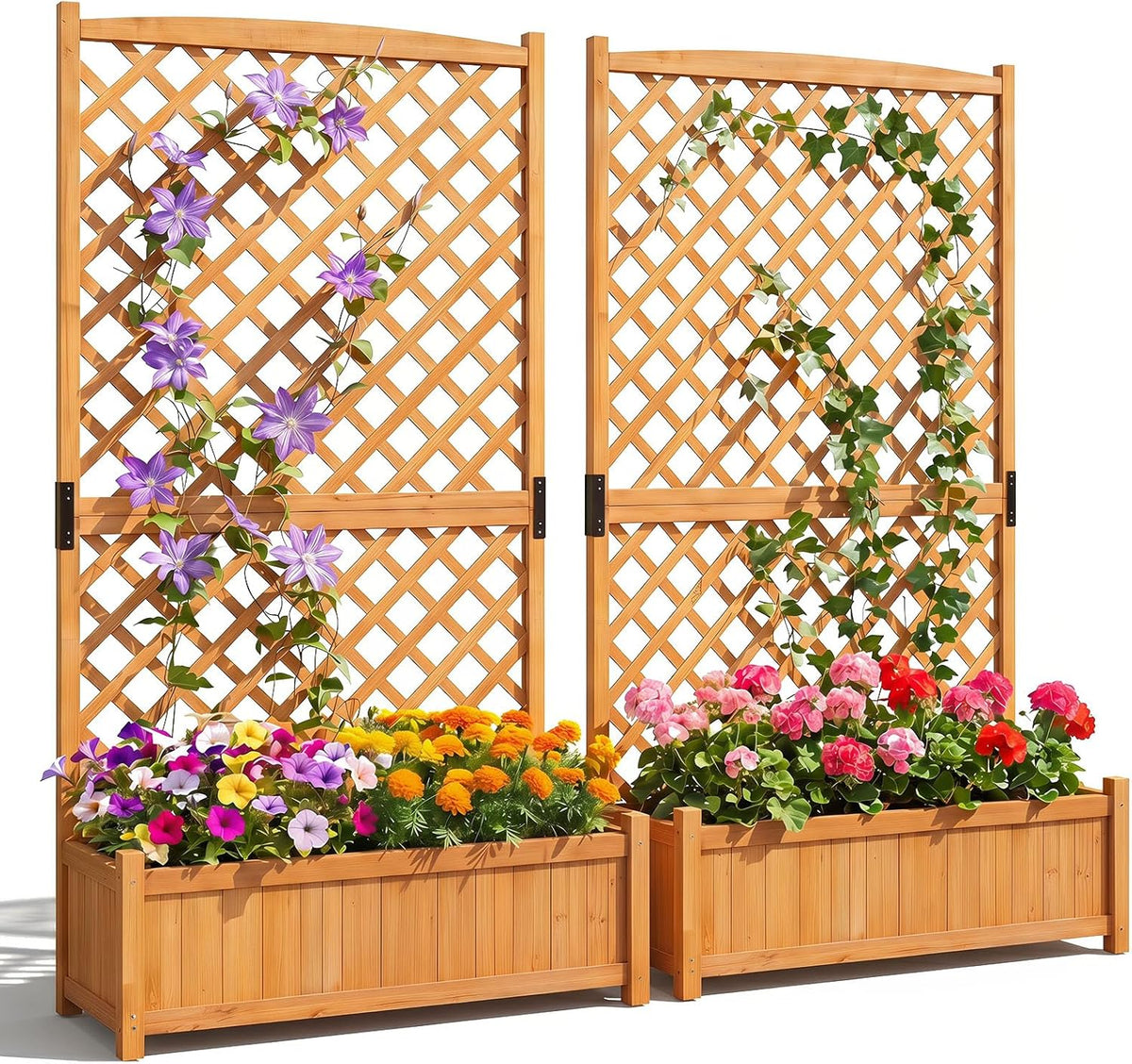 Lucktree 71" Wooden Raised Garden Bed with Trellis (1/2)