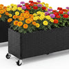 Lucktree 38"x12"x14" Wicker Raised Garden Bed w/Wheels (1/2)