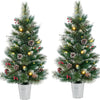 Lucktree 3ft Pre-Lit Mini Tabletop Christmas Tree with 20 Warm White LED Lights, 8 Modes, Timer, 81 PVC & Pine Needles