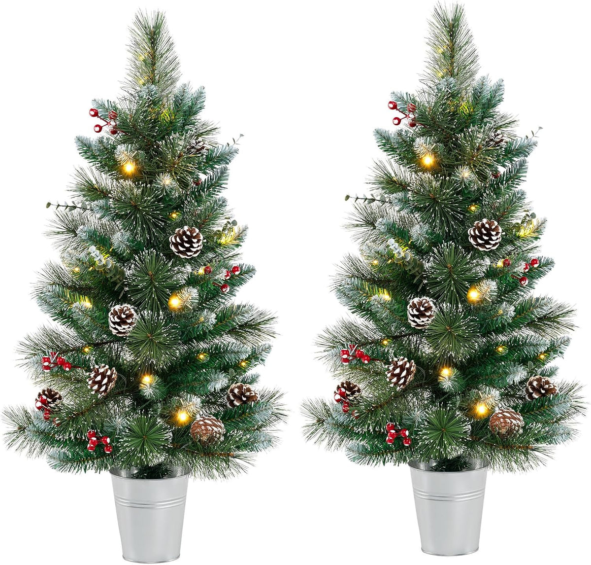 Lucktree 3ft Pre-Lit Mini Tabletop Christmas Tree with 20 Warm White LED Lights, 8 Modes, Timer, 81 PVC & Pine Needles