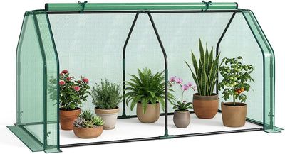 Lucktree Mini Portable Greenhouse w/ PE Cover Roll-Up Zipper