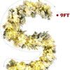 9ft Snow Flocked Christmas Garland with 50 LED Light - LucktreeUS