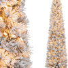 Lucktree Pre-Lit Snow Flocked Pencil Christmas Tree for Home Office Holiday Decor