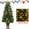5 FT Christmas Tree Pre-Lit Tabletop Artificial Entrance Tree with 100 Led Lights - LucktreeUS