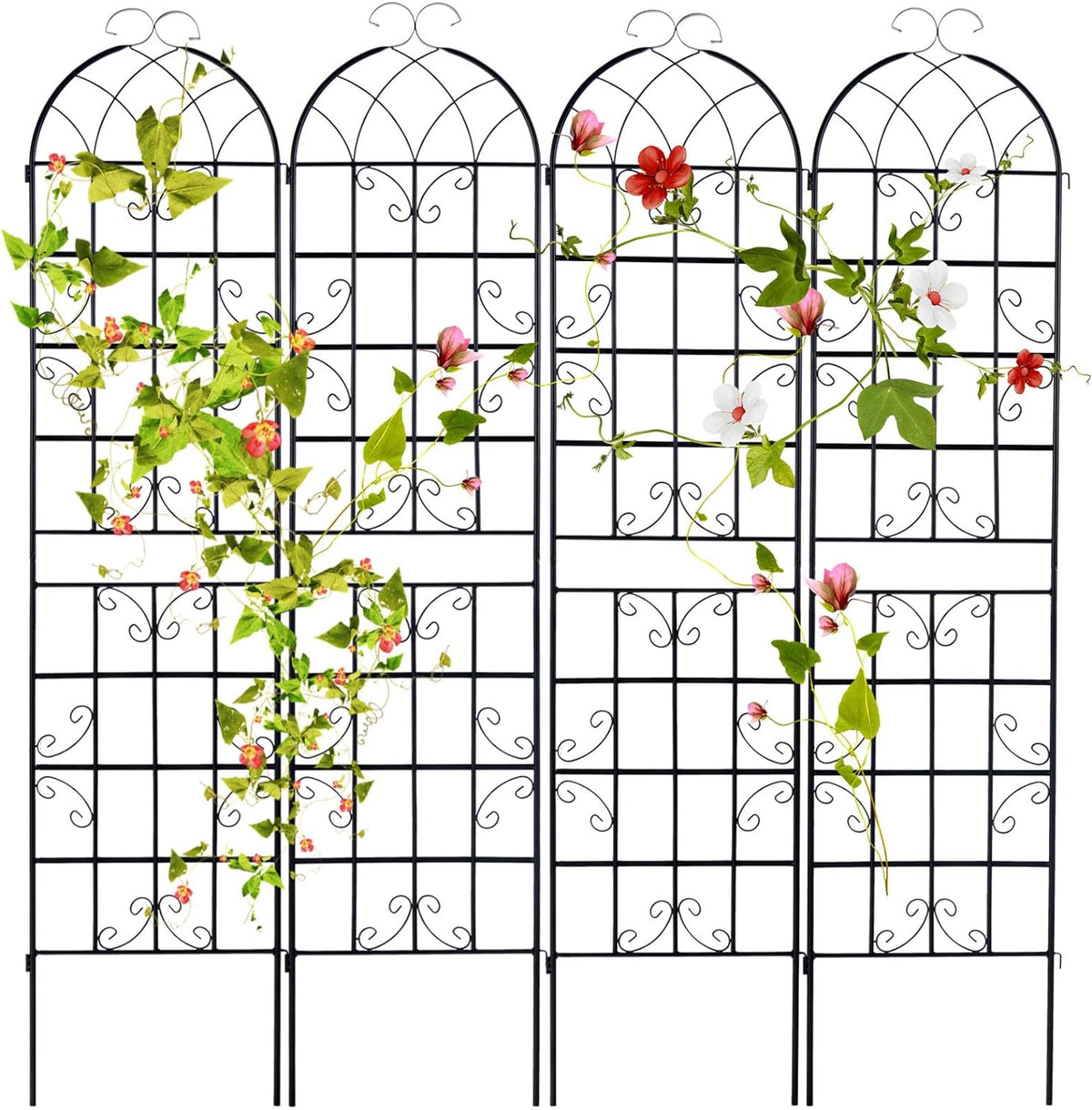 Lucktree 2 Pack Trellis for Climbing Plants Outdoor, 7 FT Tall Galvanized Steel Garden Trellis
