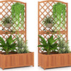 Lucktree Solid Acacia Wood Planter Box with Trellis 63" Raised Garden Bed with Trellis