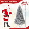 Lucktree 5ft / 6ft / 7 ft Pre-Lit Silver Tinsel Christmas Tree with Warm White LED Lights