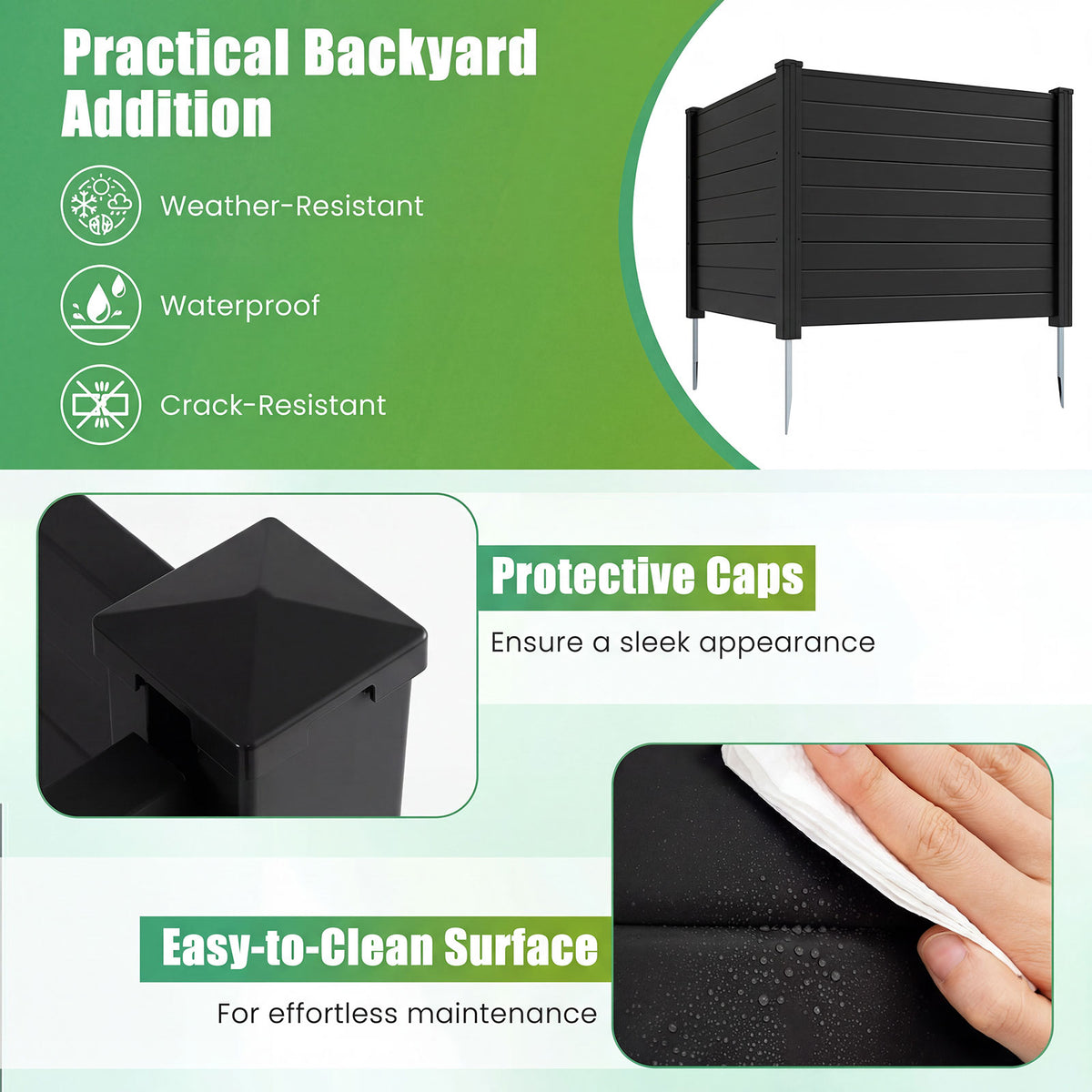 122cm x 95cm Air Conditioner Fence 2 Panels, Outdoor Privacy Fence with Metal Ground Stakes