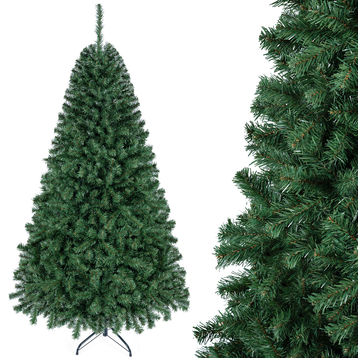 180 CM Artificial Christmas Tree, Hinged, Unlit, Green