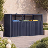 3-Bin Metal Trash Can Storage Shed, 238 x 79 CM Outdoor Garbage Shed with Flip-Up Lids & Lockable Doors