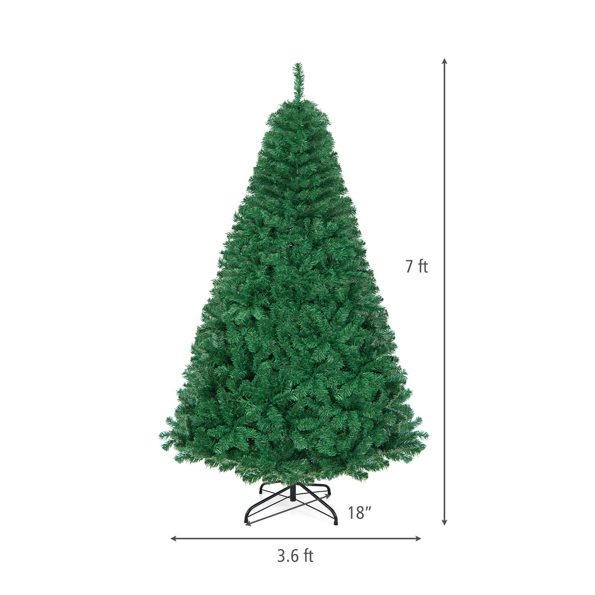 5/6/7/8 FT Artificial Christmas Tree, Unlit Full Xmas Pine Tree with 350/650/950/1138 Branch Tips & Folding Metal Stand
