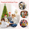 4.5 ft Snow Flocked Pencil Christmas Tree, Pre-Lit Slim Xmas Tree with 226 Branch Tips