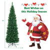 5/6/7/8/9 FT Slim Pencil Artificial Christmas Tree, Unlit Green Xmas Tree with Lush PVC Branch Tips
