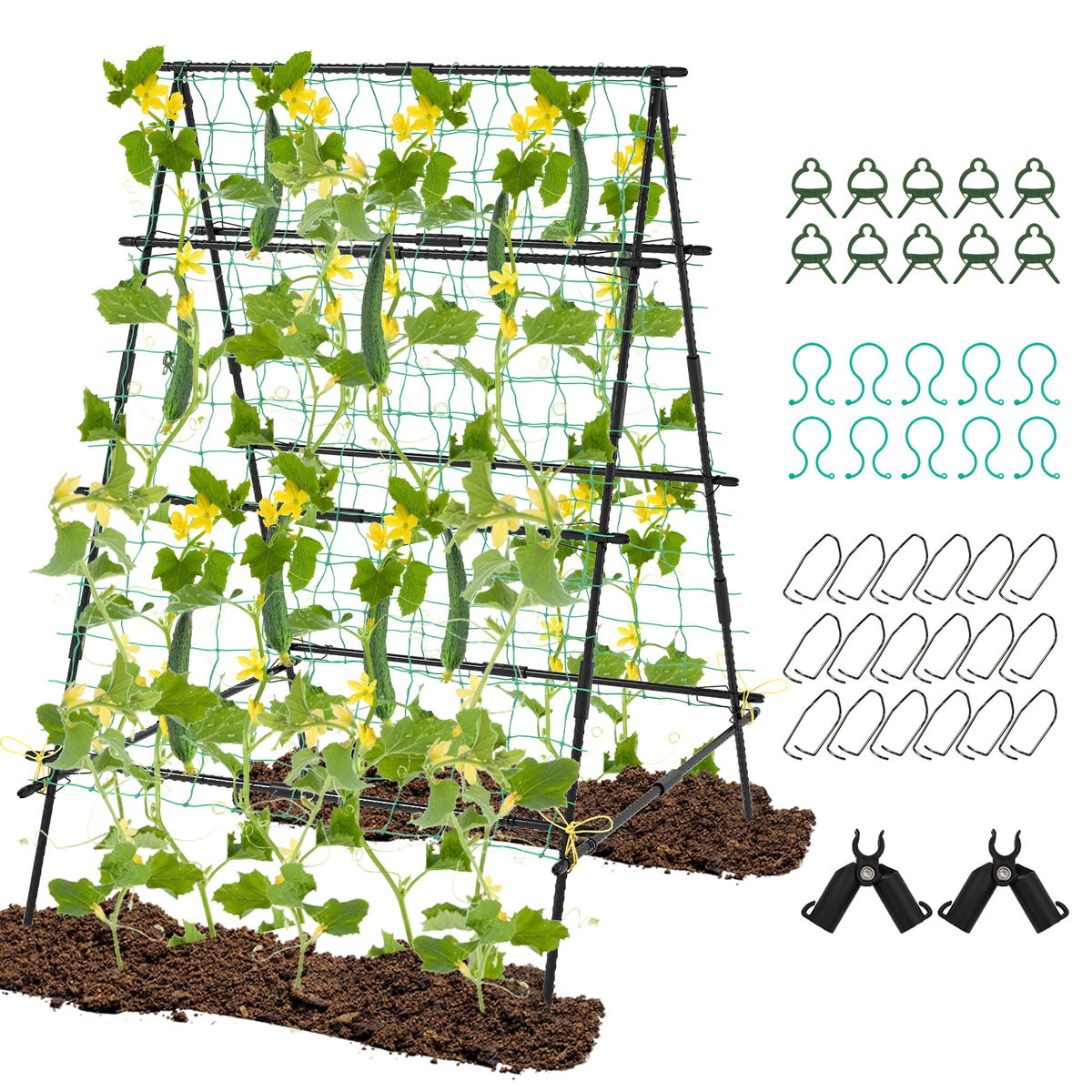 Garden Trellis for Climbing Vines, Outdoor Tomato & Cumber Trellis with A-Frame Support