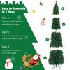 8 FT Slim Pencil Artificial Christmas Tree Unlit Green with Metal Stand