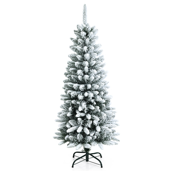 4.5FT Artificial Christmas Tree, Xmas Decoration Pencil Tree w/373 PE & PVC Tips