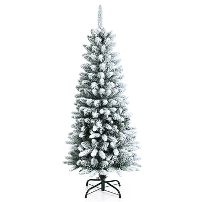 4.5FT Artificial Christmas Tree, Xmas Decoration Pencil Tree w/373 PE & PVC Tips