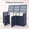 3-Bin Metal Trash Can Storage Shed, 238 x 79 CM Outdoor Garbage Shed with Flip-Up Lids & Lockable Doors