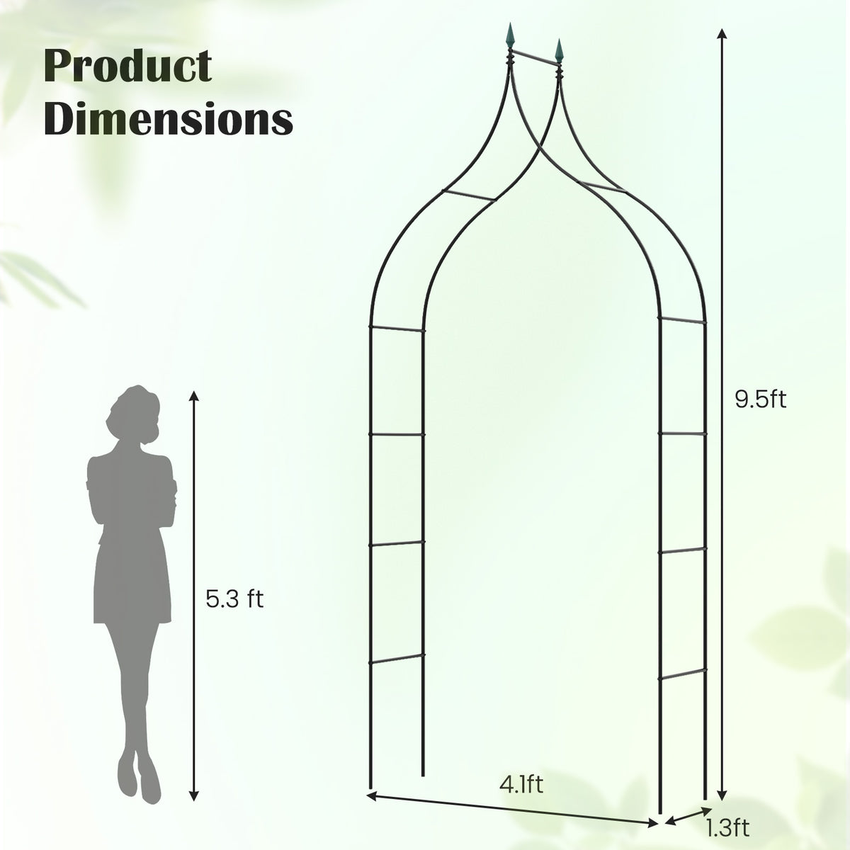 Metal Garden Arch, Rose Garden Arbor for Various Climbing Plant, Outdoor Lawn Backyard