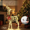 Lighted Christmas Reindeer Decoration, Small Holiday Deer Figure with 50 LED Lights & 4 Stakes