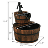 Lucktree 2-Tier Barrel Waterfall Fountain with Hand Pump