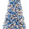 Lucktree Blue Hinged Xmas Tree with Frosted PVC Branch Tips & Warm White LED Lights