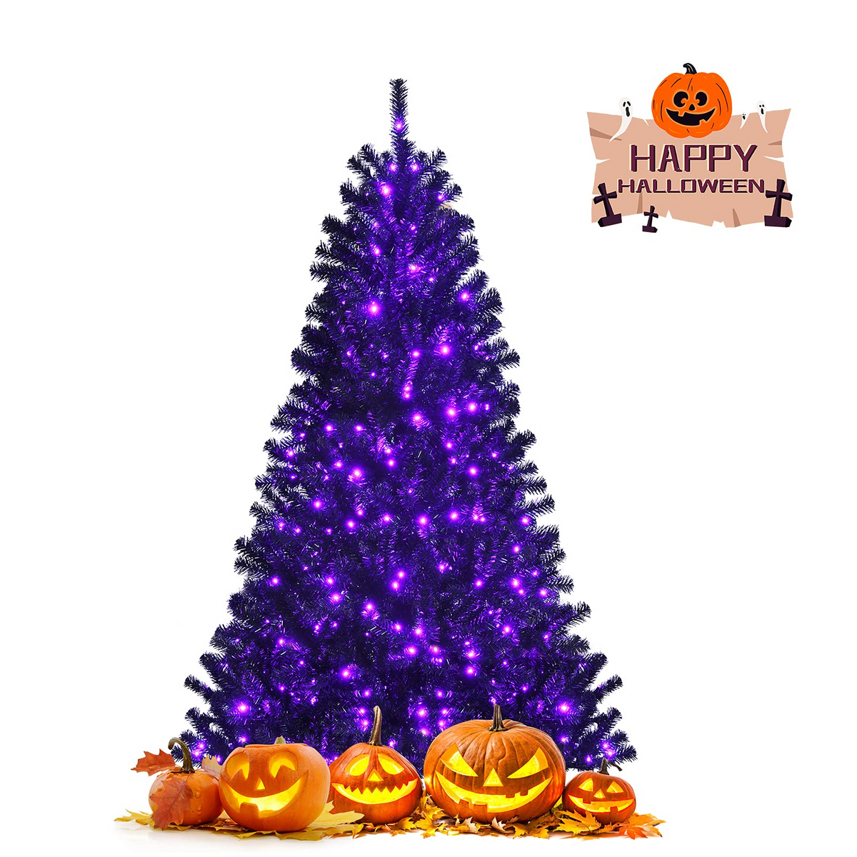 Lucktree Halloween Tree, Hinged Artificial Christmas Tree Metal Stand, Perfect Halloween Decoration for Holiday Festival Parties - LucktreeUS