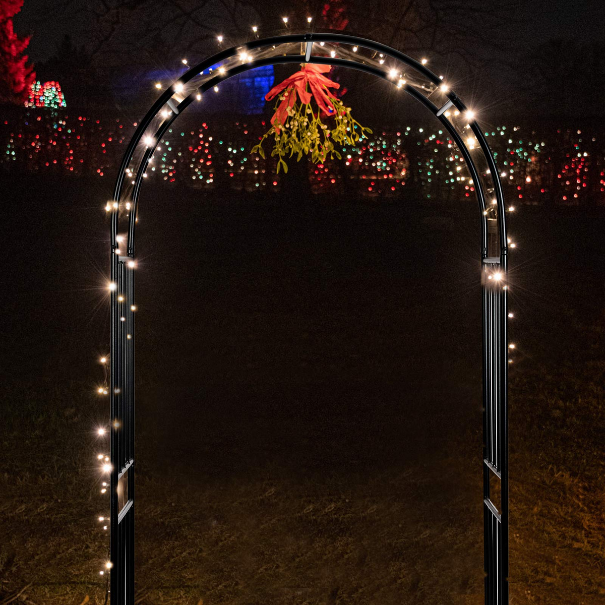 Lucktree 7.2Ft Garden Arch, Outdoor Steel Arbor w/Stakes