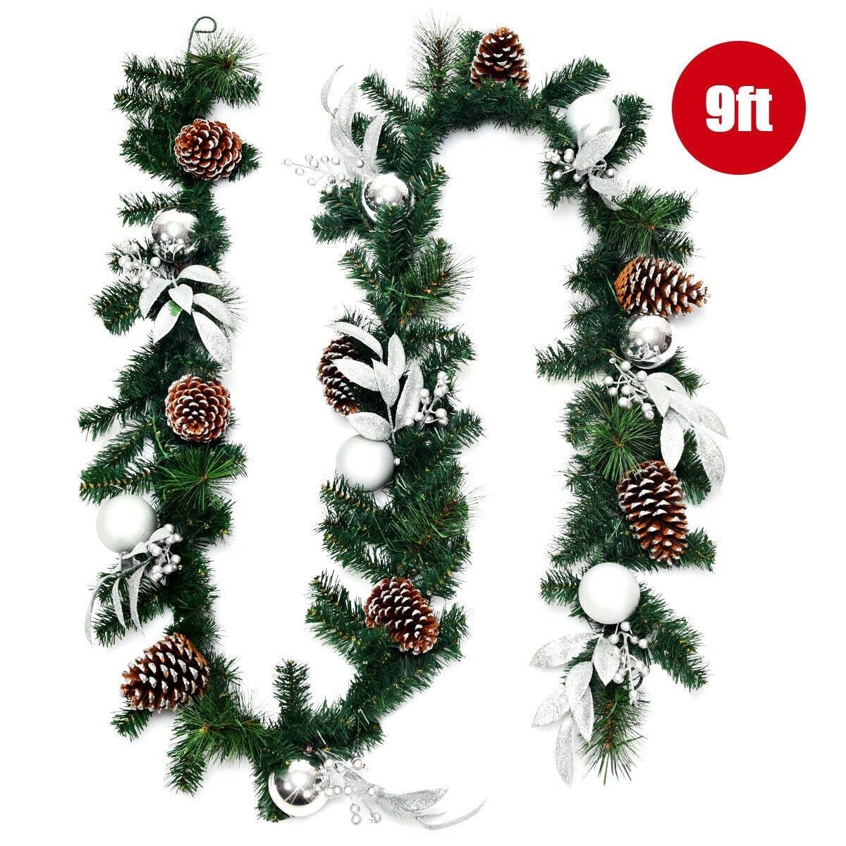 9FT Pre-lit Christmas Garland, with 50 LED Lights - LucktreeUS