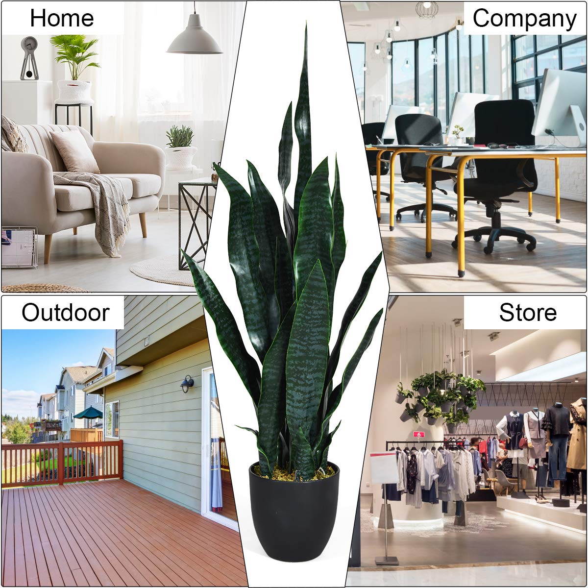 Artificial Snake Plant, 36" Fake Sansevieria - LucktreeUS