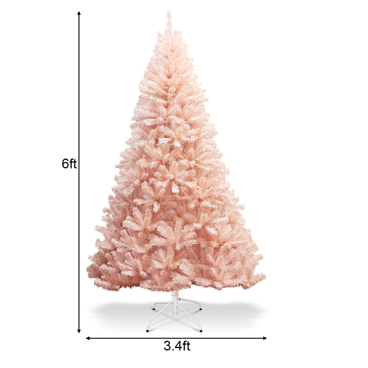 Artificial Pink Christmas Tree, 6ft/7ft Premium Unlit Hinged Spruce Full Tree - LucktreeUS